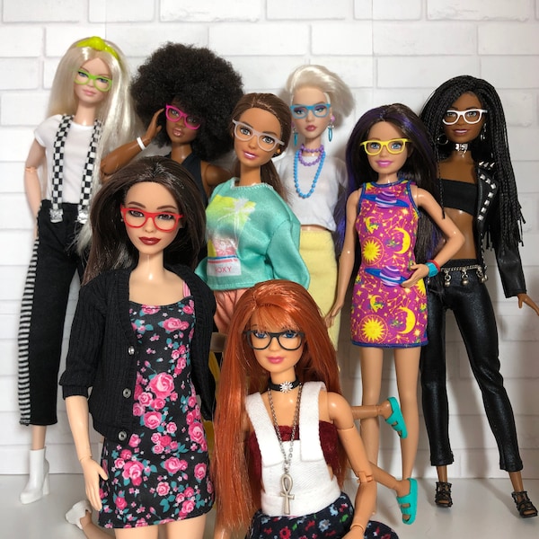 Fashion Doll Eye Glasses - set of 8 handmade flexible- please read full description!!  :)