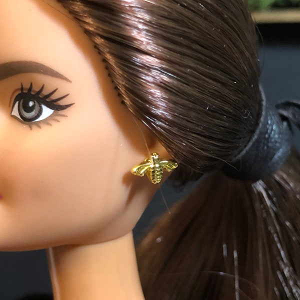 Earrings for 12" fashion doll- Studs - Bee Earrings - Miniature 1:6 scale Handmade - Gold or Silver Tone