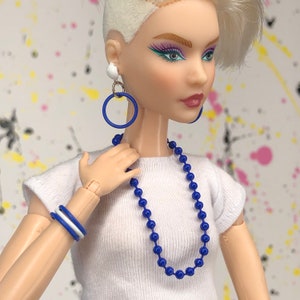 Fashion Doll 1:6 scale Jewelry Set - 80's jewelry for fashion dolls - Earrings, Bracelet, Necklace Set