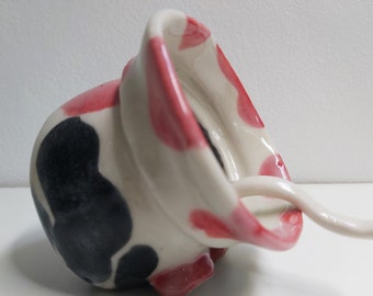 Salt pig and spoon, white stoneware, handmade, hand painted. He's called Marvin.