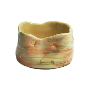 Primrose yellow tea light candle holder, handmade, white stoneware