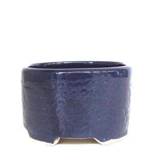 Handmade square, steel blue bonsai, shohin or mame plant pot