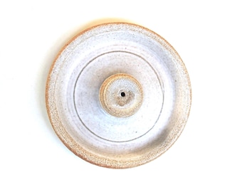 Handmade White Stoneware Incense Holder, Saucer Incense Burner, cute button holder.