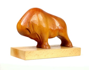 Mid-Century Wooden Bull in Danish Design