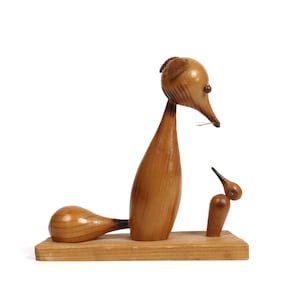 Figurine moderne d'écureuil et d'oiseau MCM Mid-Century