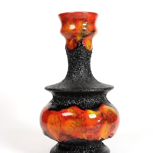 抽象模様の花瓶 黒金オレンジ赤 Walter gerhards - Etsy 日本