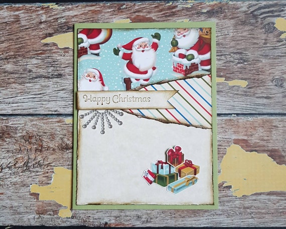 Handmade Christmas Card Handmade Greeting Card Santa Card Kids Christmas Card Holiday Greeting Card Cute Christmas Card Santa