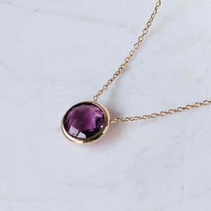 Purple Amethyst Necklace 14K Solid Gold Natural Gemstone Jewelry for Women February Birthstone Gift for Her GN00002-002 image 8