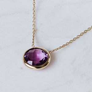 Purple Amethyst Necklace 14K Solid Gold Natural Gemstone Jewelry for Women February Birthstone Gift for Her GN00002-002 image 7
