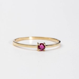 Solitaire Ruby Engagement Ring Natural 14K Gold for Women Delicate Simple Gemstone - July Birthstone GR00141