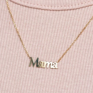 Mama Necklace 14K Solid Gold Personalized - Kids Name Custom Necklace for Women - Gift for Mom Mother Women - GN00032