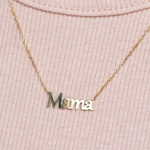 Mama Necklace 14K Solid Gold Personalized Kids Name Custom Necklace for Women Gift for Mom Mother Women GN00032 image 1