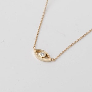 Diamond Evil Eye Pendant Necklace 14K Solid Gold for Women Birthday Gift for Girls for Her GN00107-003 14K Gold