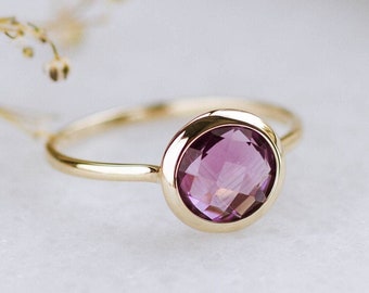 Gemstone Ring 14K Solid Gold Ring Christmas Gift GR0229 Amethyst Ring February Birthstone Ring