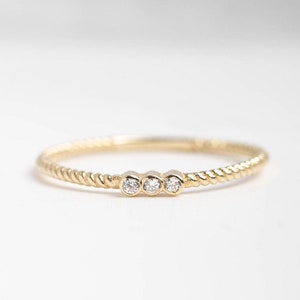 Diamond Delicate Ring 14K Gold Rings for Women Small Stacking Kyklos Jewelry GR00039 image 1