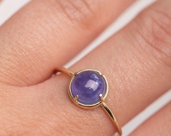 14K Gold Tanzanite Ring: Stacking Gemstone Engagement Ring GR00525