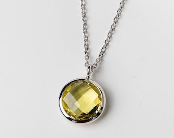 Gold Necklace Lemon Quartz Natural Gemstone - 14K Gold Layered Necklace for Woman Gift for Her -  GN00018-005
