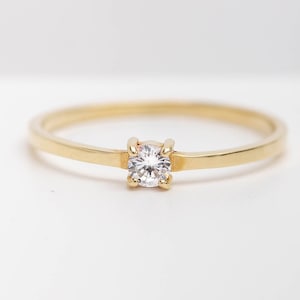 Simple Diamond Engagement Ring Solitaire 14K Solid Gold Dainty Minimalist Kyklos Jewelry GR00029 image 1