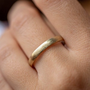 Men Wedding Band Gold 3mm Matte Half Round Brushed - Gold Stacking Ring - Kyklos Jewelry GR00157