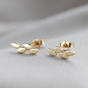Blatt Ohrstecker 14K Gold - Vine Laurel Ohrstecker für Frauen - Kyklos Schmuck GE00043