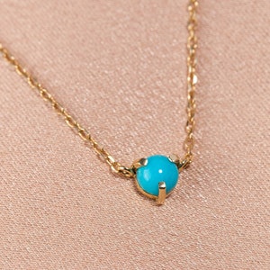 Turquoise Necklace 14K Gold Dainty Minimalist Natural Gemstone 4mm Turquoise December Birthstone Anniversary Gift for Her GN00102 image 1