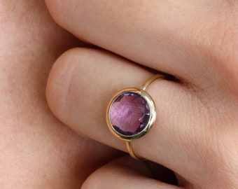 Gemstone Ring 14K Solid Gold Ring Christmas Gift GR0229 Amethyst Ring February Birthstone Ring