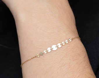 Tiny Disc Bracelet 14K Gold - Solid Gold Dainty Delicate Bracelet for Women - Gift for Her GB00027