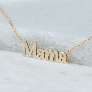 Mama Necklace 14K Solid Gold Personalized Kids Name Custom Necklace for Women Gift for Mom Mother Women GN00032 image 4