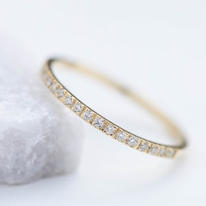 Micro Pave Eternity Diamond Wedding Ring 14K Solid Gold Stacking Band Ring GR00024 zdjęcie 1