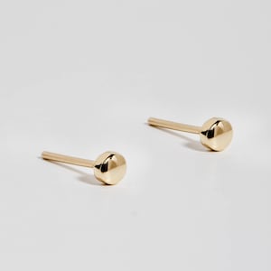 Tiny Dot Stud Earrings 14K Solid Gold -  Flat Round Circle Studs for Women and Men - GE00044