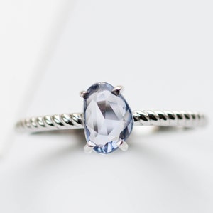 Twisted Band Sapphire Ring 14K White Gold Dainty Natural Blue Sapphire Ring for Women September Birthstone Anniversary Gift GR00052 image 3