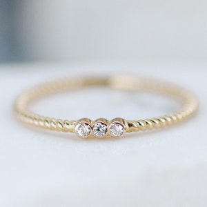 Diamond Delicate Ring 14K Gold Rings for Women Small Stacking Kyklos Jewelry GR00039 image 3