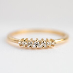 Diamond Wedding Ring 7 Diamonds Gold Band Delicate Stacking 14K Solid Gold Ring Kyklos Jewelry GR00209 image 1