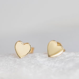 14K Solid Gold Heart Stud Earrings Tiny Gift for Her for Girls GE00034 14K Gold