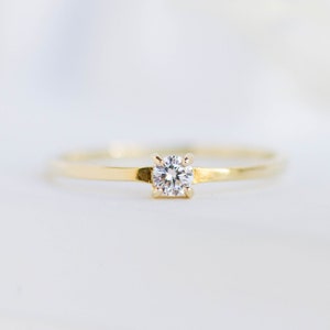 Simple Diamond Engagement Ring Solitaire 14K Solid Gold Dainty Minimalist Kyklos Jewelry GR00029 image 4