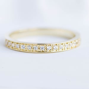 Halve eeuwigheid diamanten trouwring 14K gouden eenvoudige effenen ring voor dames GR00221