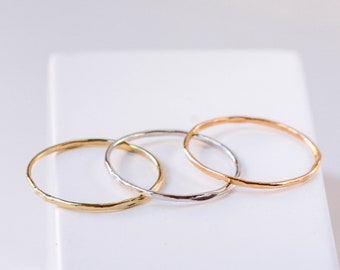 14K Minimalist Gold Ring - Dainty Solid Gold Wedding Band - Delicate Gold Ring Skinny Stacking Simple - Kyklos Jewelry - GR00038