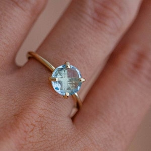 Blue Topaz Ring 14K Solid Gold for Women Prong Set December Birthstone Birthday Gift Kyklos Jewelry GR00081001 image 2