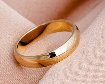 Mens Wedding Band 14K Gold Half Round - Couple Rings Classic Wedding Band Women by Kyklos Jewelry GR00152