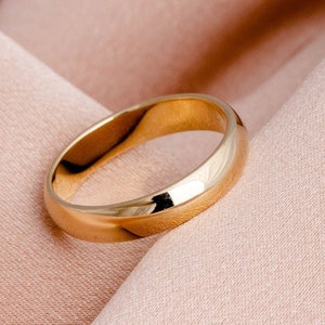 Mens Wedding Band 14K Gold Half Round - Couple Rings Classic Wedding Band Women by Kyklos Jewelry GR00152