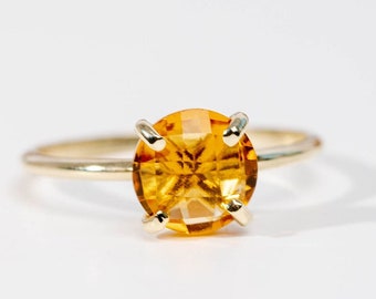 Citrine Ring 14K Gold 8mm - Natural Gemstone Solid Gold Ring for Women - November Birthstone Birthday Gift for Her - GR00081 007