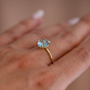 Blue Topaz Ring 14K Solid Gold for Women Prong Set December Birthstone Birthday Gift Kyklos Jewelry GR00081001 image 3