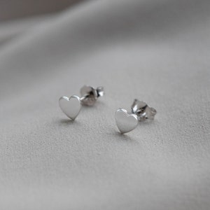 14K Solid Gold Heart Stud Earrings Tiny Gift for Her for Girls GE00034 image 5