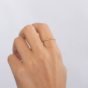 14K Minimalist Gold Ring Dainty Solid Gold Wedding Band Delicate Gold Ring Skinny Stacking Simple Kyklos Jewelry GR00038 image 2