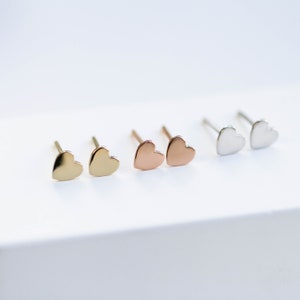 14K Solid Gold Heart Stud Earrings Tiny Gift for Her for Girls GE00034 14K White Gold