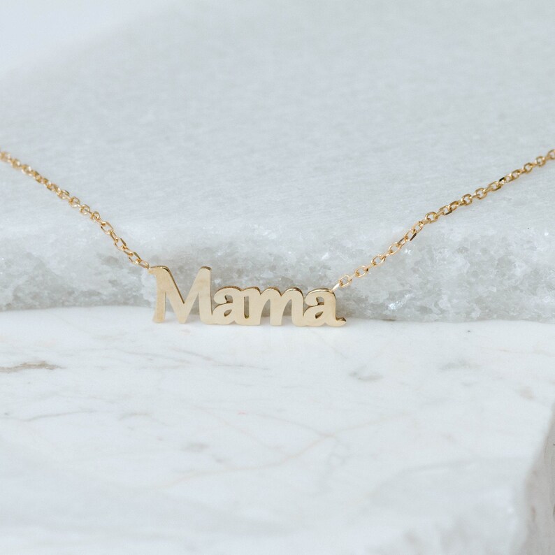 Mama Necklace 14K Solid Gold Personalized Kids Name Custom Necklace for Women Gift for Mom Mother Women GN00032 image 7