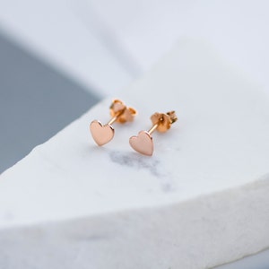 14K Solid Gold Heart Stud Earrings Tiny Gift for Her for Girls GE00034 image 8