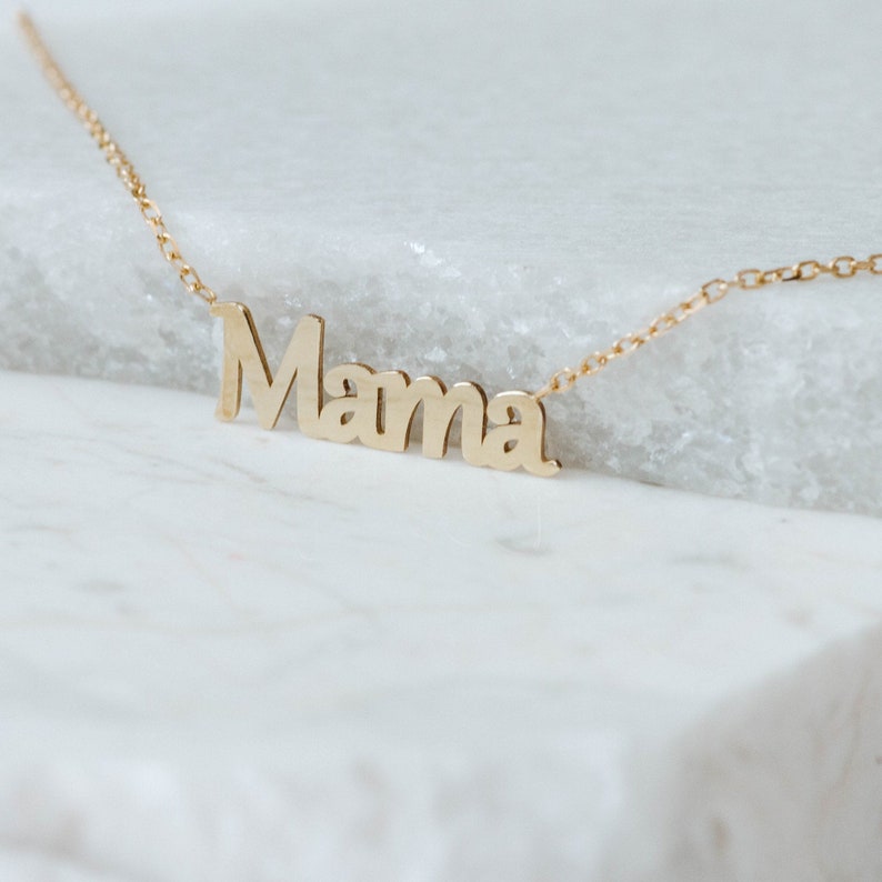 Mama Necklace 14K Solid Gold Personalized Kids Name Custom Necklace for Women Gift for Mom Mother Women GN00032 image 4