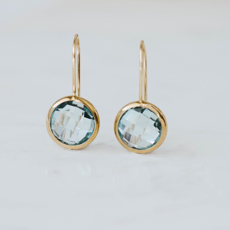Blue Topaz Earrings 14K Solid Gold Drop December Birthstone Blue Topaz Jewelry Kyklos Jewelry Gift for Her GE00117 image 5