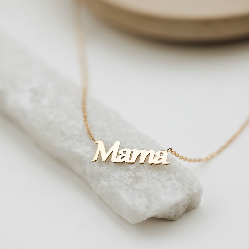 Mama Necklace 14K Solid Gold Personalized Kids Name Custom Necklace for Women Gift for Mom Mother Women GN00032 image 2